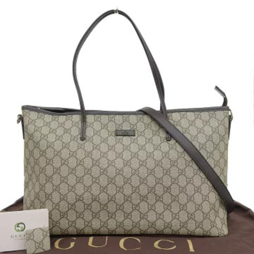 Gucci Bag Tote GG Supreme Beige Brown Logo